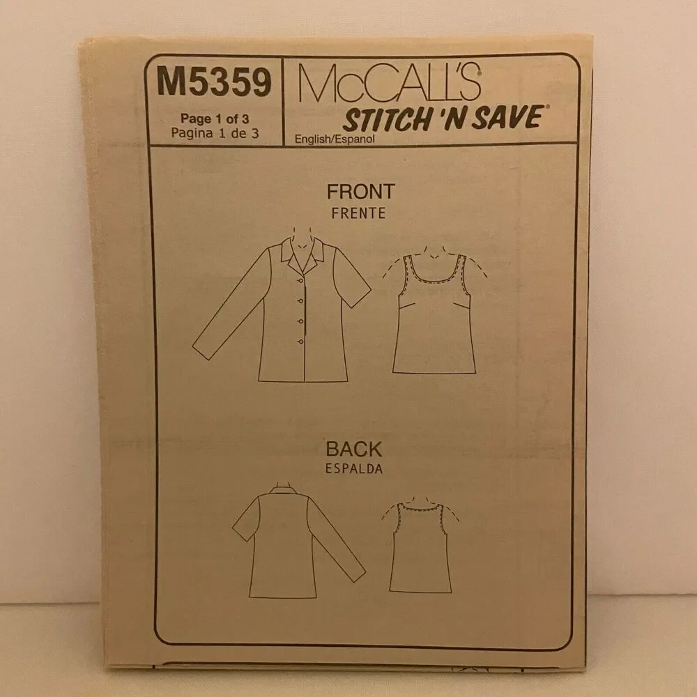 #M5359 McCalls Misses Shirt and Top Sewing Pattern Size 16-22